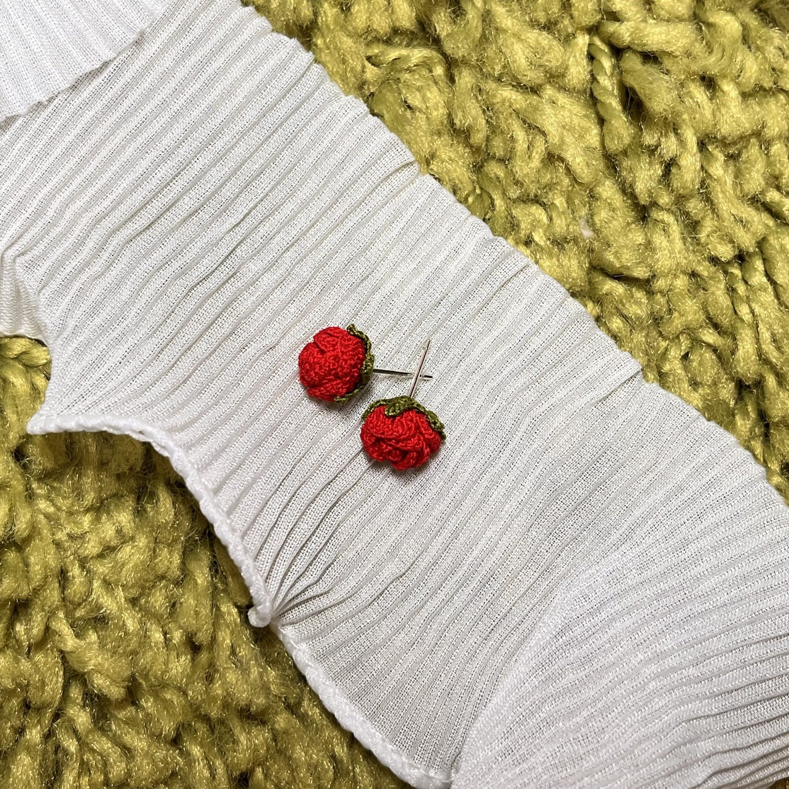 Rose Stud Earrings (Classic Red)