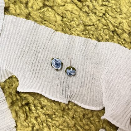 Rose Stud Earrings (Serene Blue)