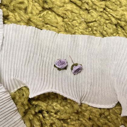 Rose Stud Earrings (Lavender Purple)