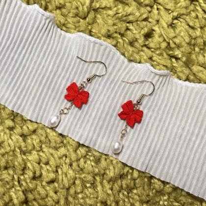 Bow Tie Earrings (Red)
