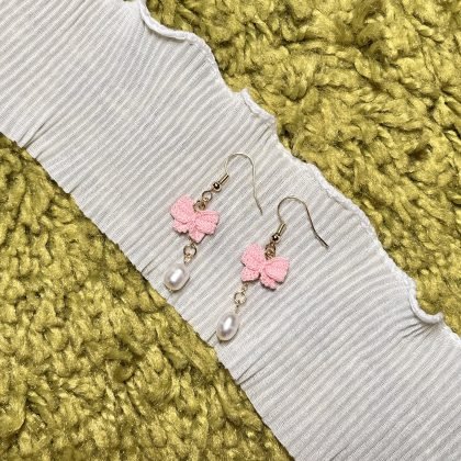 Bow Tie Earrings (Pink)