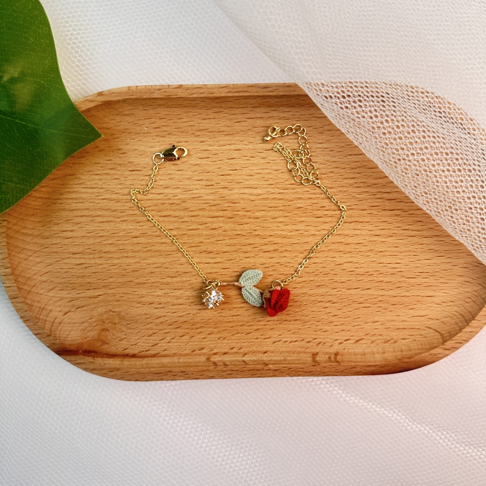 Rose Bracelet (Dark Red)