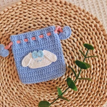 Cute Blue Dog Drawstring Bag