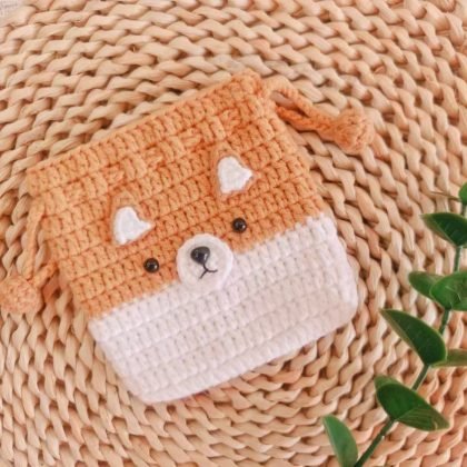 Cute Brown Dog Drawstring Bag
